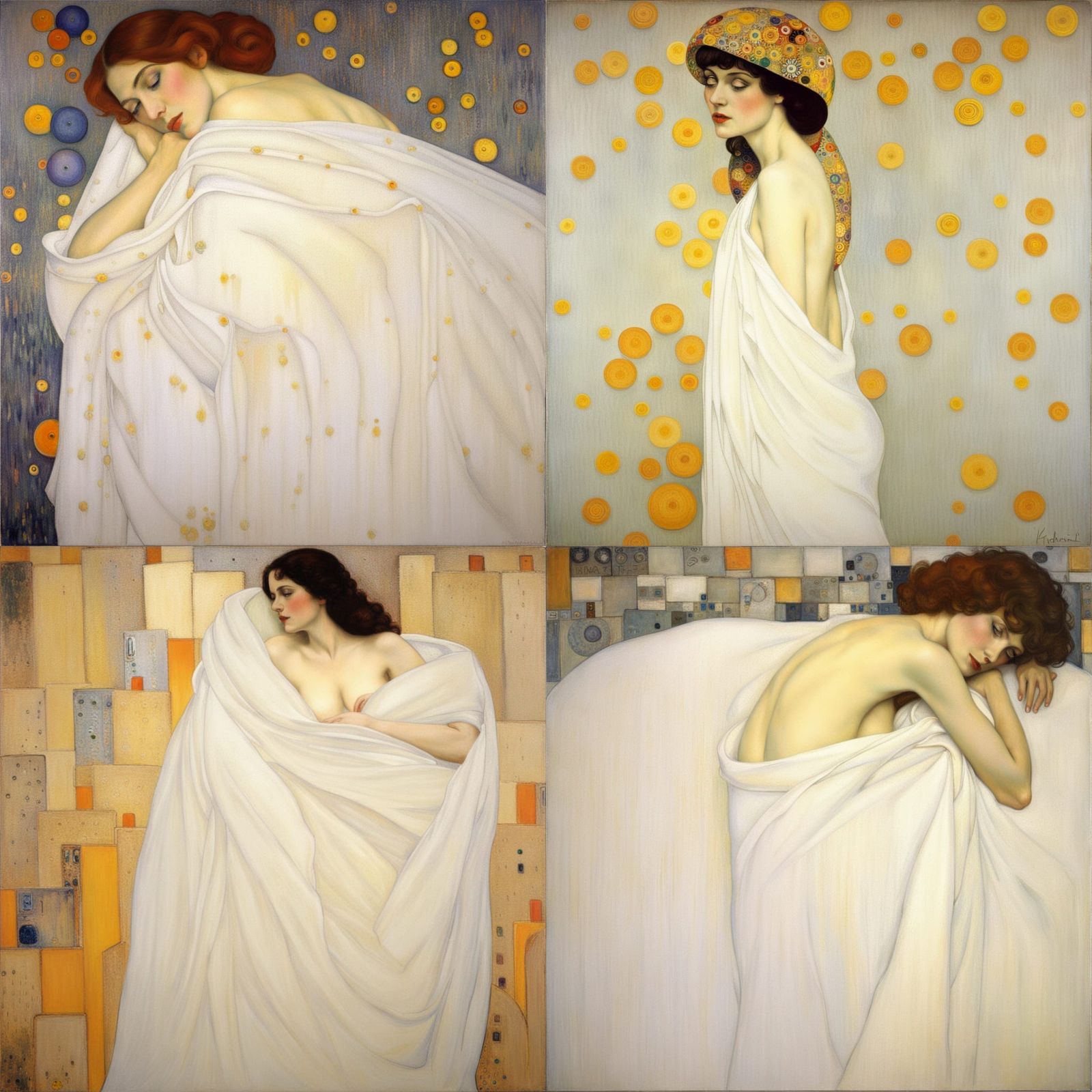 Woman in Sheet, Klimt Inspired Digital Art