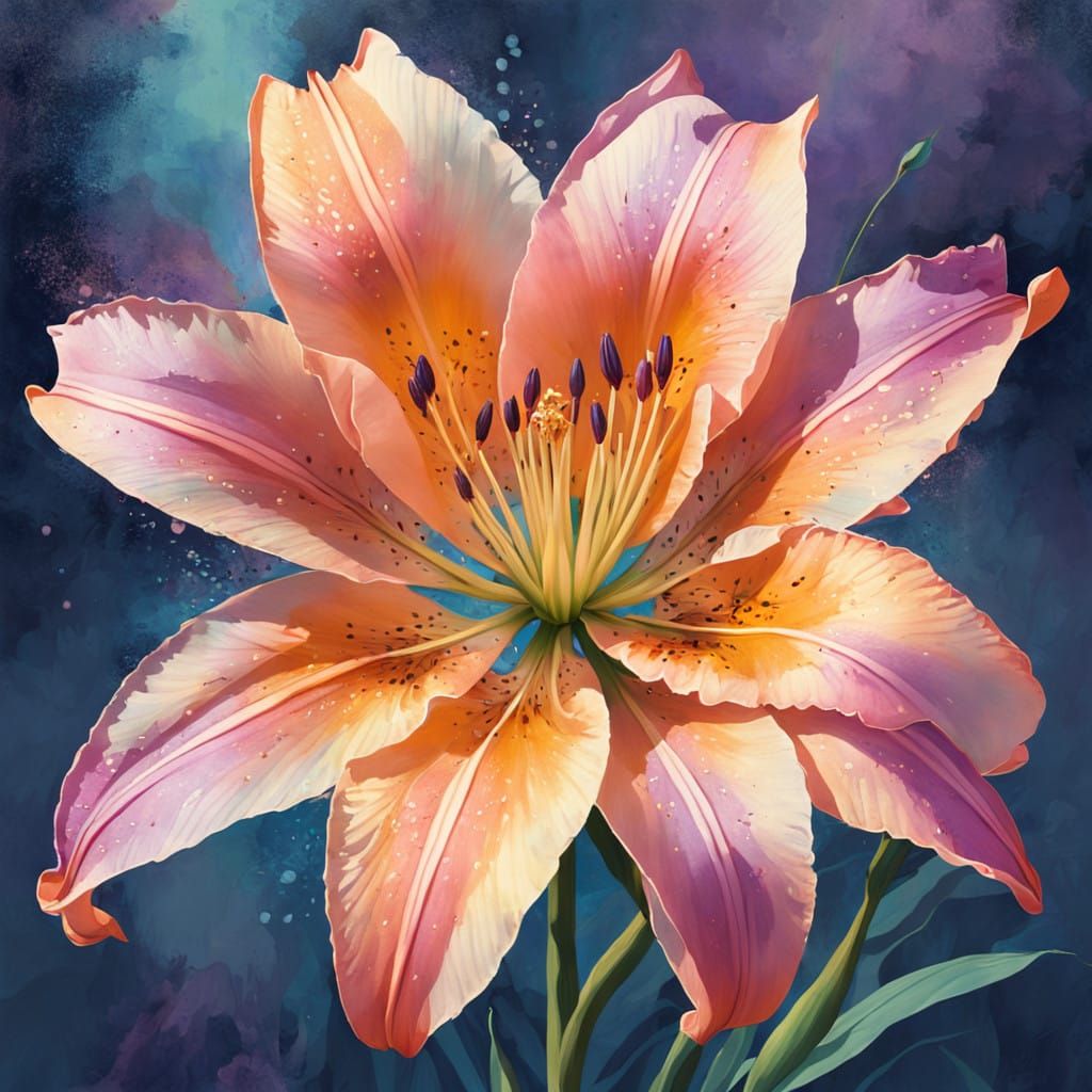 Surreal Pink Lily Blooms in Ethereal Grunge Hues