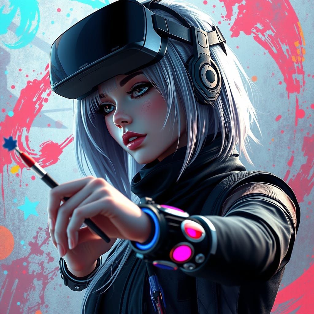 Futuristic Artist in VR Studio