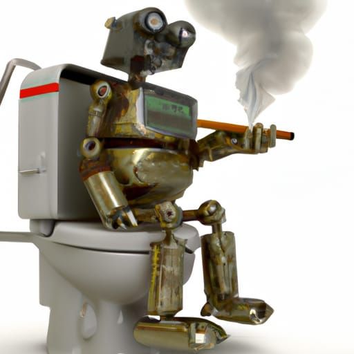Mecha Toilet Smoking: A 3D Render