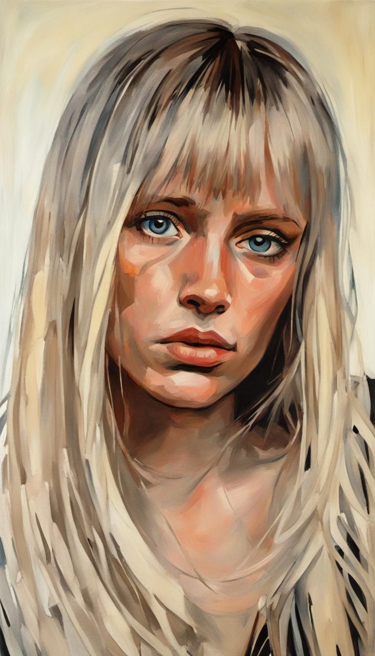 Melancholic Female Portrait in Cubist Style