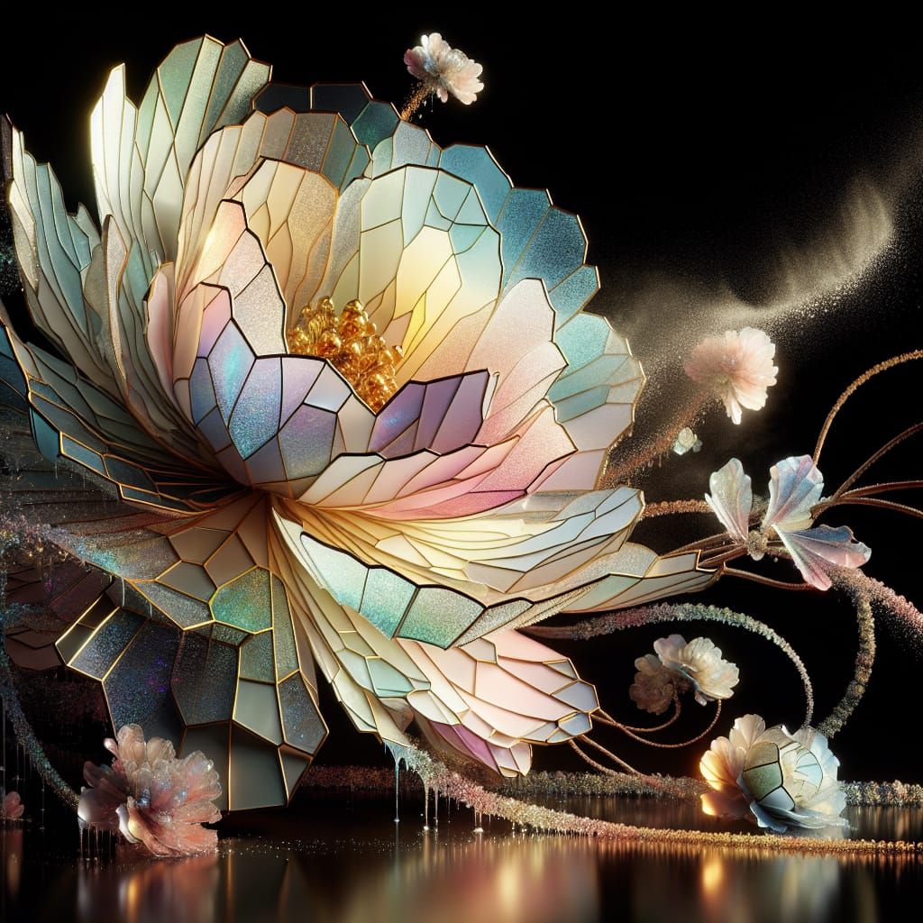 Ethereal Glass Peony with Holographic Petals