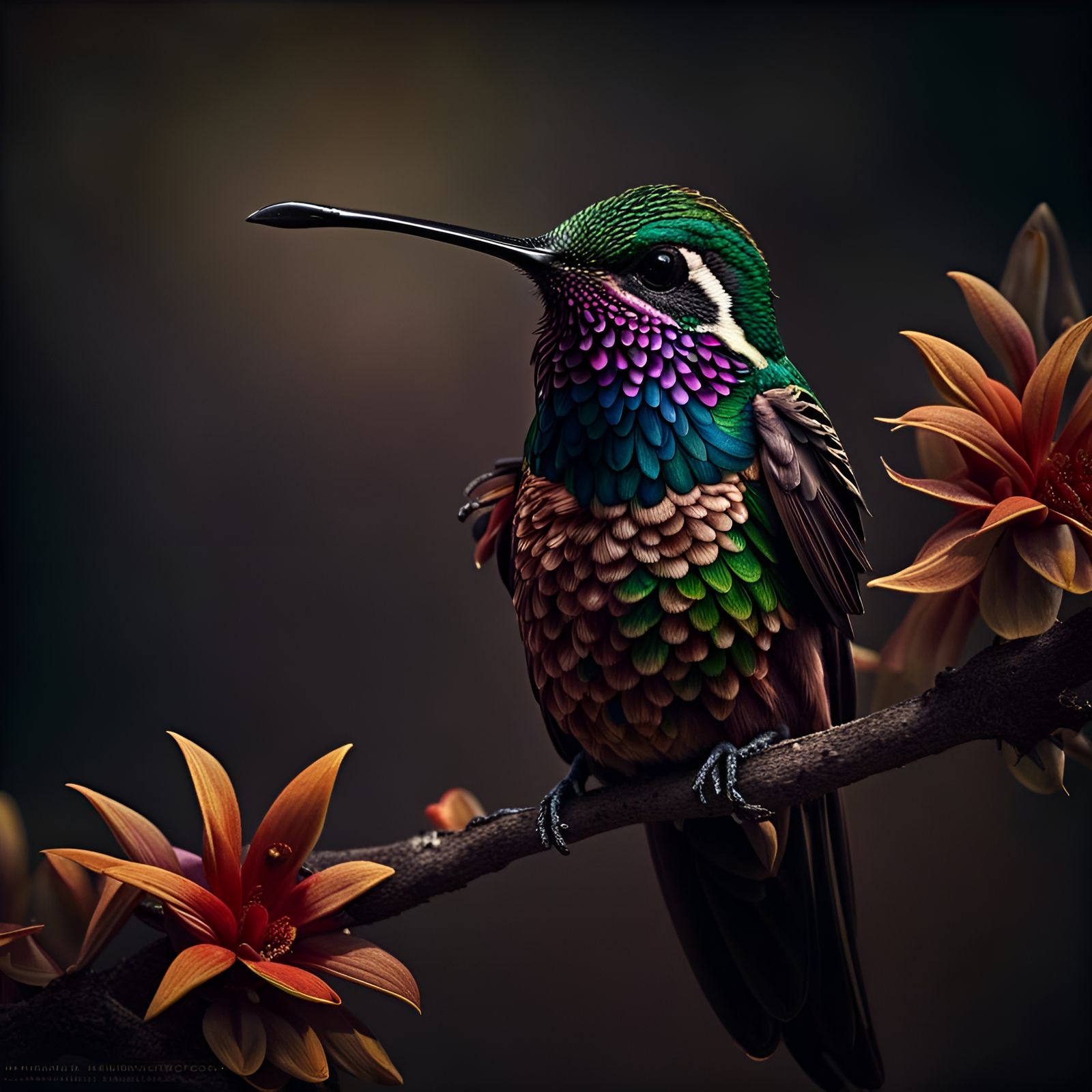 Hyperdetailed Hummingbird in Vivid Colors