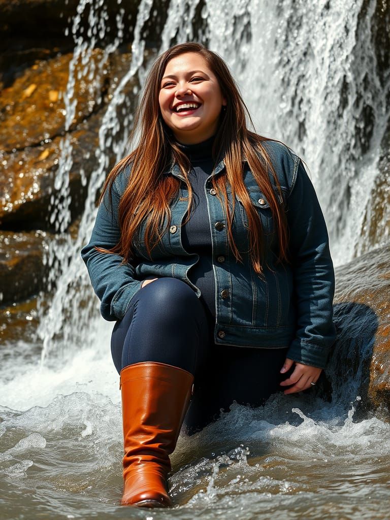 Serenely Smiling Woman Underwater in the Woods