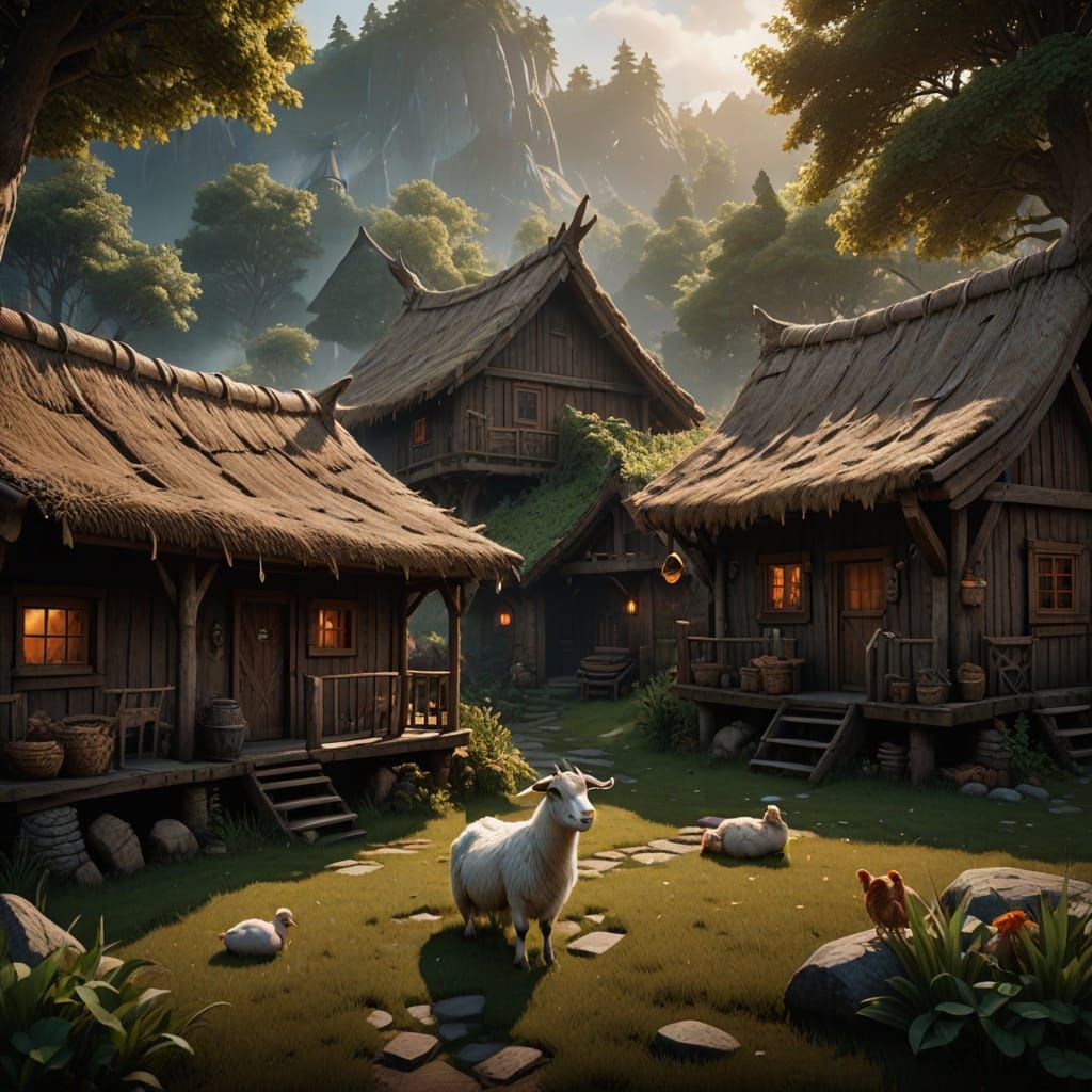 Viking Village Dugout Houses Amidst Nature