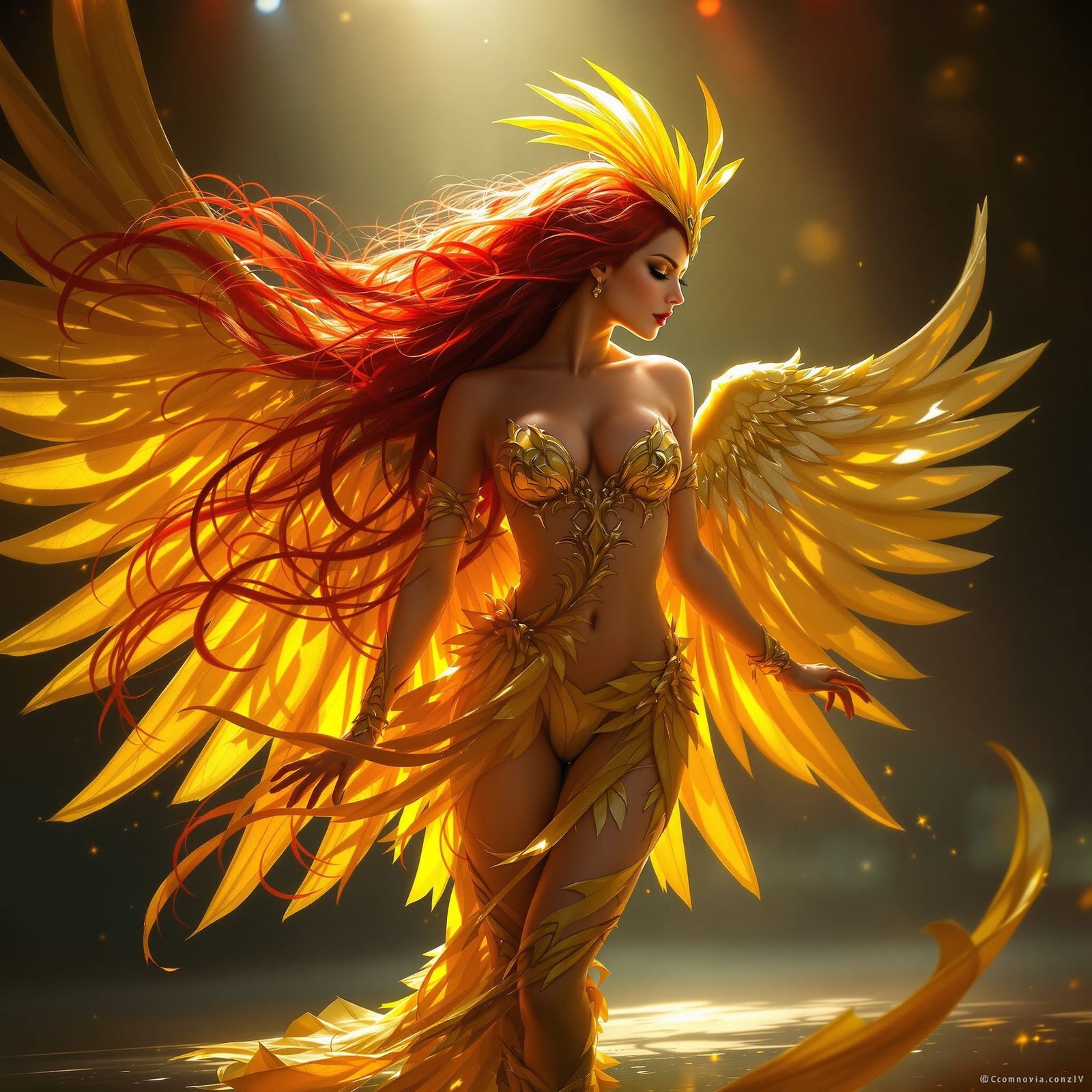 Red-Haired Dancer in Cinematic Comic Style