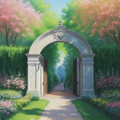 Floral Entrance: Impressionist Gouache Watercolor Painting