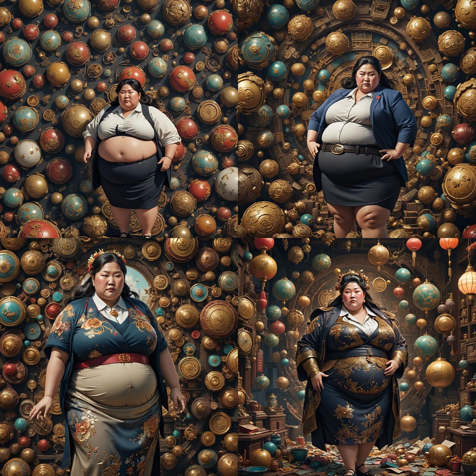 Asian Secretary with Detailed Matte Painting