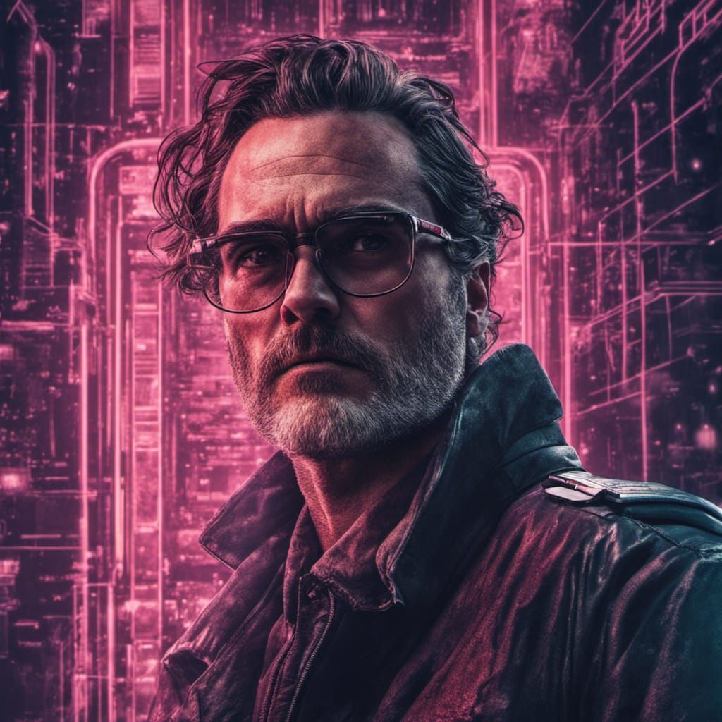 Joaquin Phoenix as Cyberpunk Radio Host, Hyperrealistic