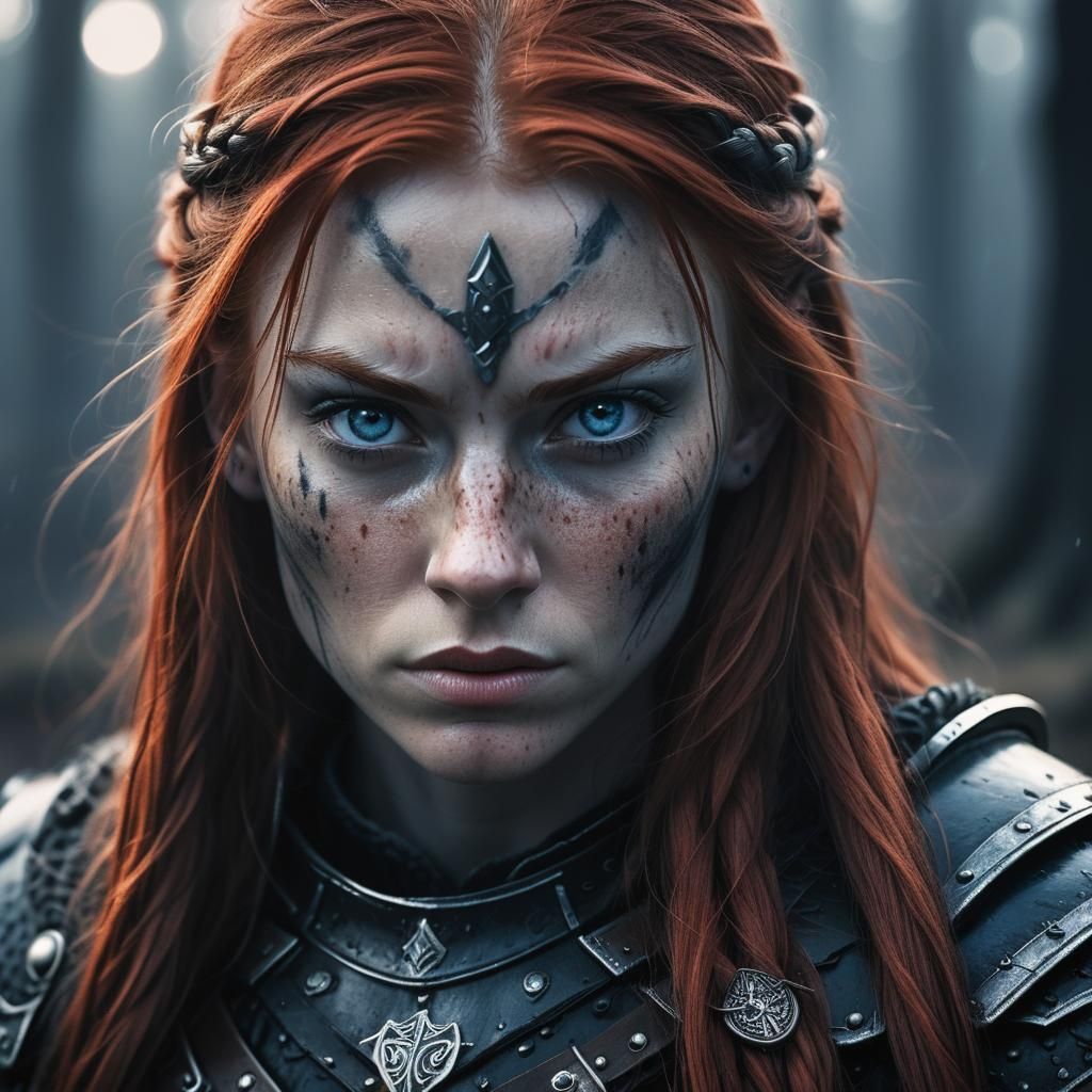 Fierce Teen Viking Warrior in Dark Fantasy Art