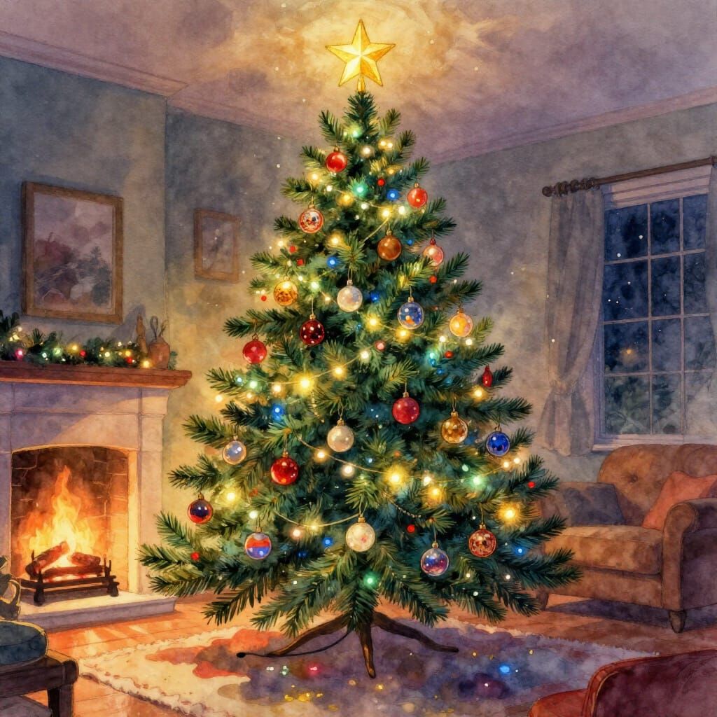 Magical Christmas Tree in Cozy Living Room