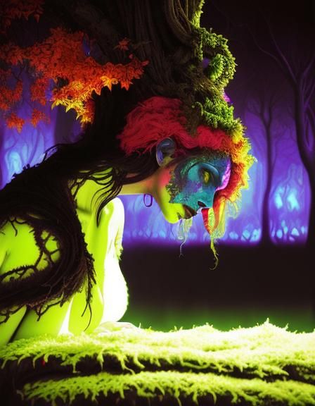 Tree Woman in Expressionist Renaissance Horror Style