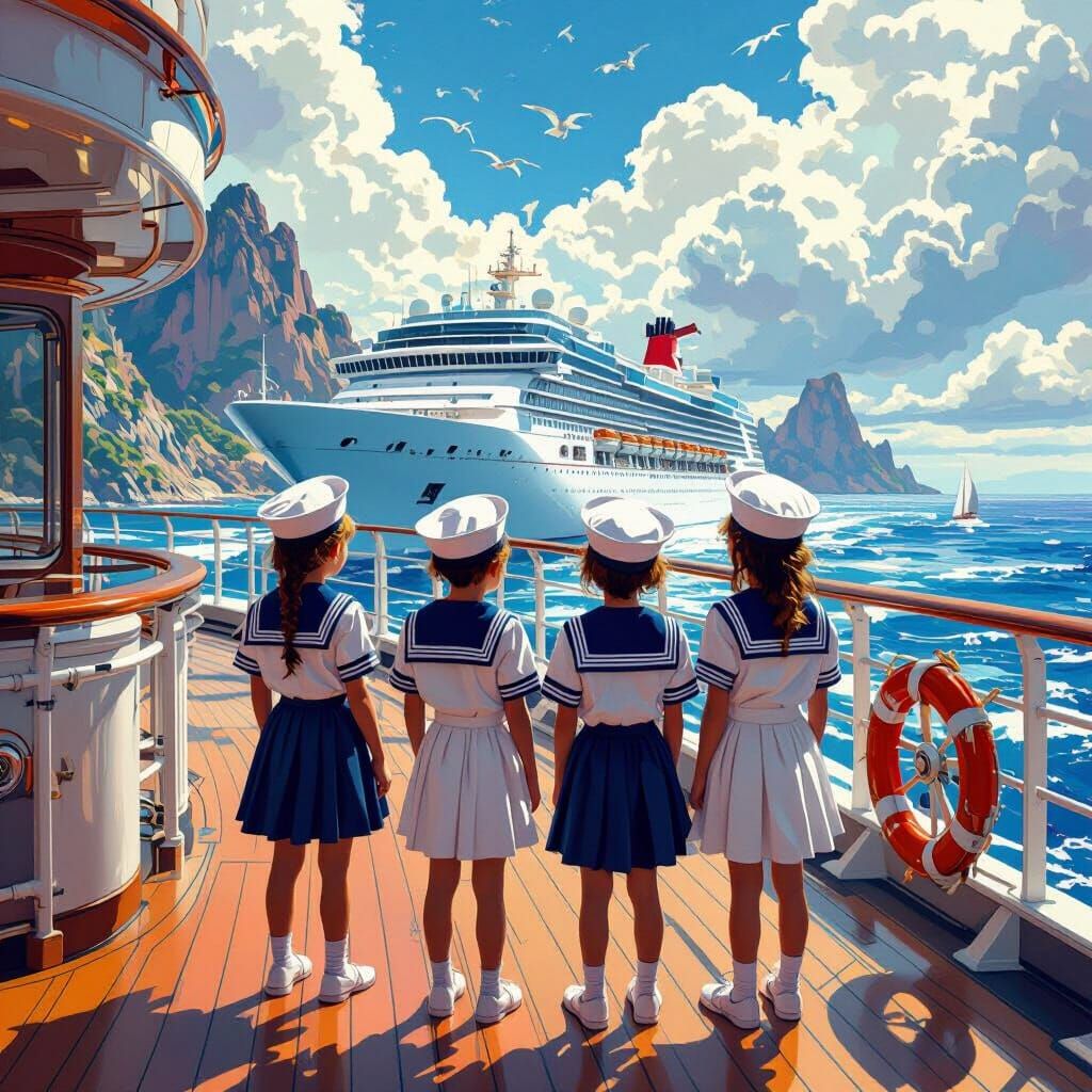 Children Sailors on a Fantastical Cruise Ship