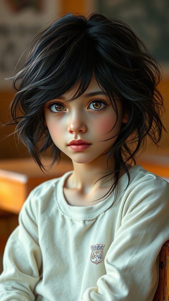 Dreamy Young Girl in Contemplation