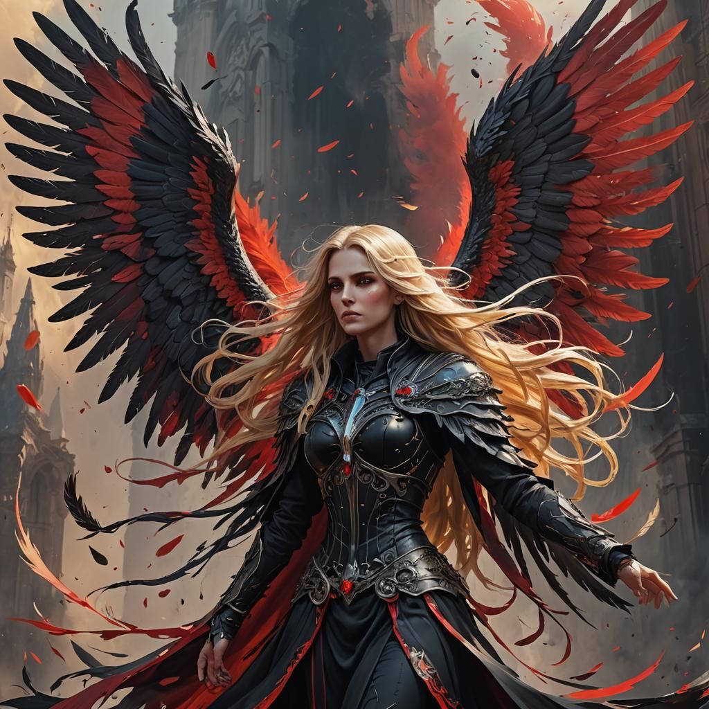 Celestial Angel-Reaper with Black Wings, Splash Art