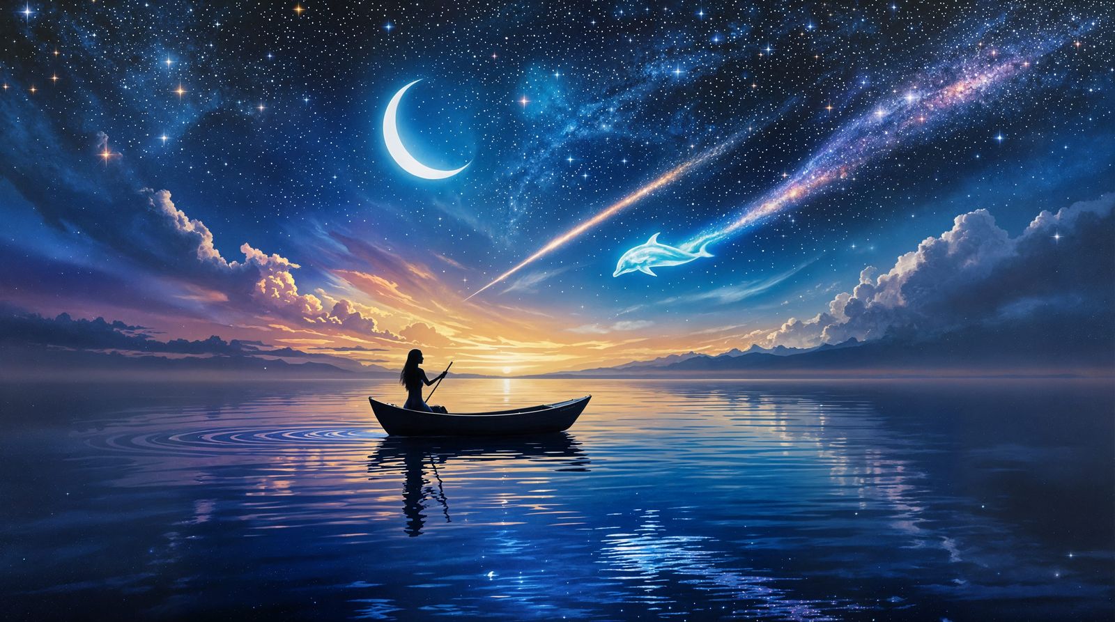 Vibrant Dreamlike Scene of Starry Night Sky and Celestial Le...