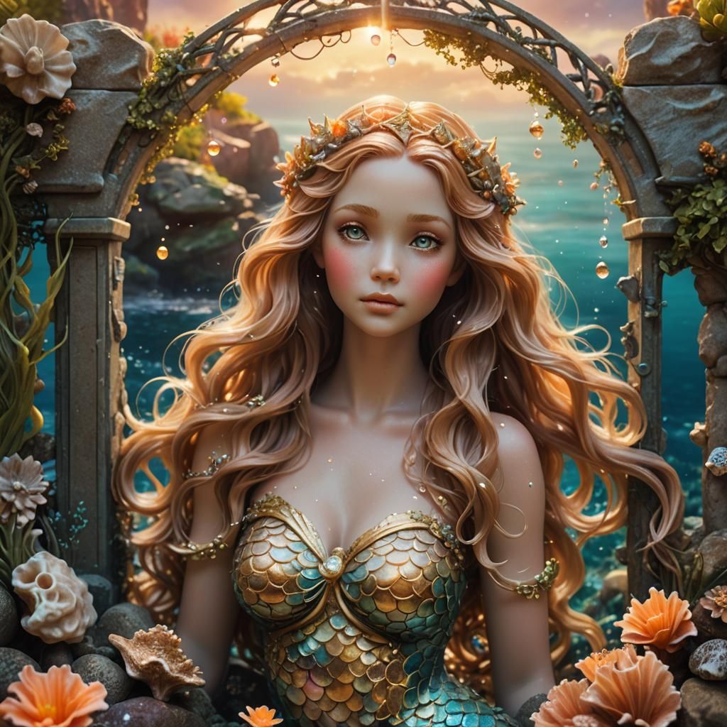 Mermaid Dissolving into Starlight Gate: Magical Realism