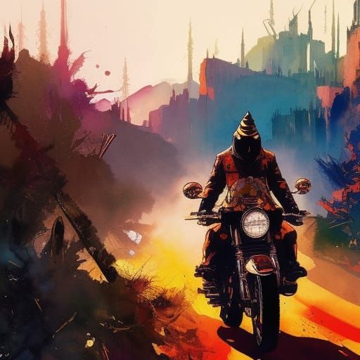 Big Bad Wolf Portrait in Watercolor Borderlands Style