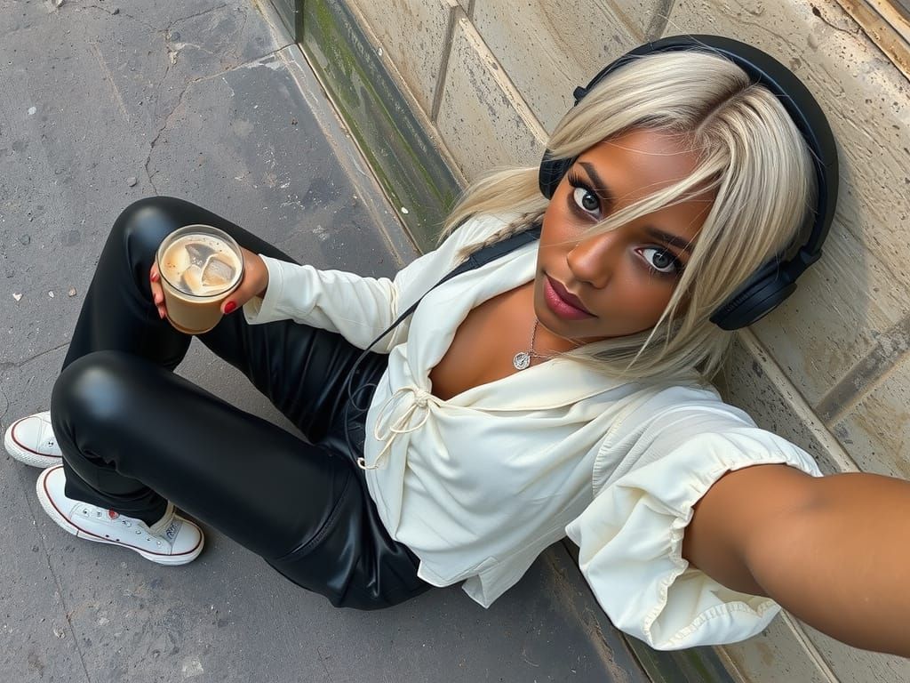 African American Woman Lounging Against Parisian Wall