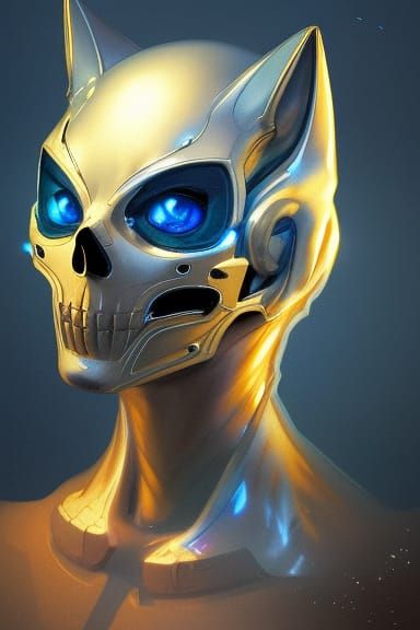 Cat Ghost Rider Portrait in Hyperdetailed Style