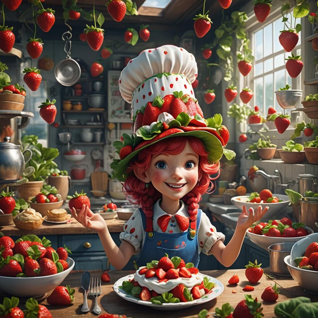Strawberry Shortcake as a Salad: Fantasy Concept Art
