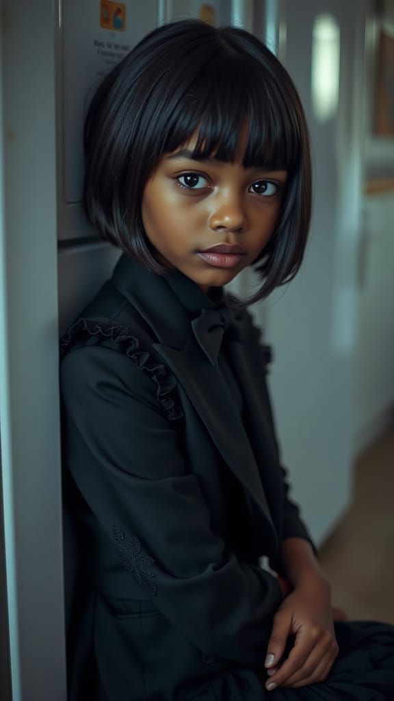 Victorian-Era Affeminate Girl Peeks from Kitchen