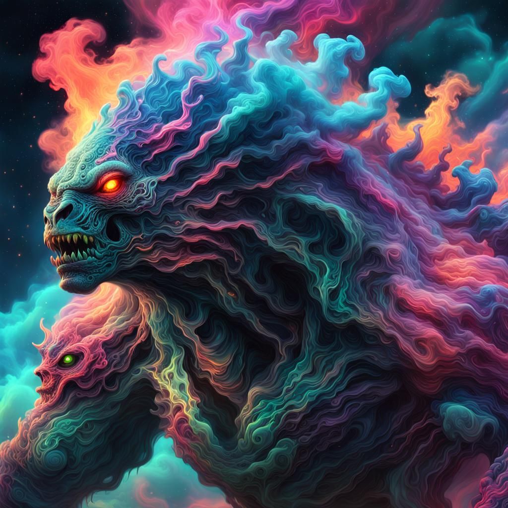 Amorphous Cosmic Creature in Bioluminescent Energy