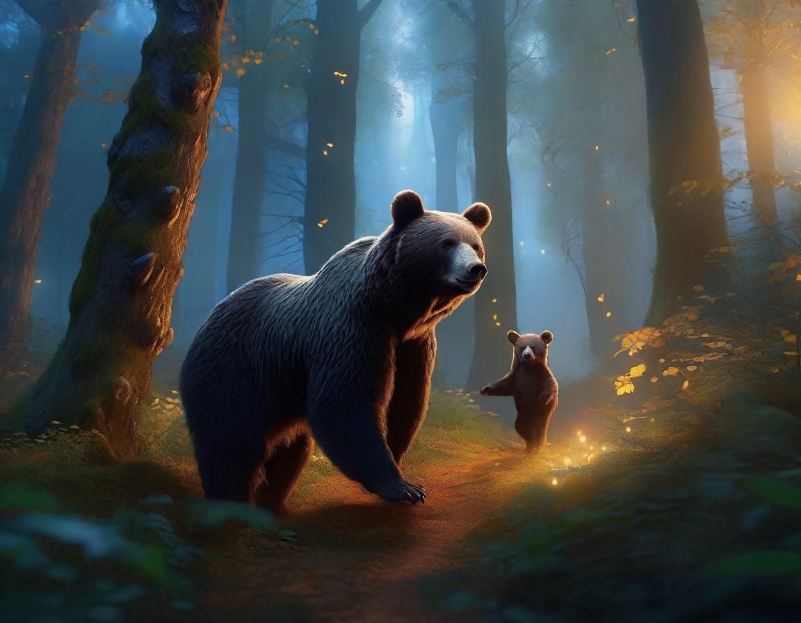 Mystical Forest: Bear Cub Leads Child Home