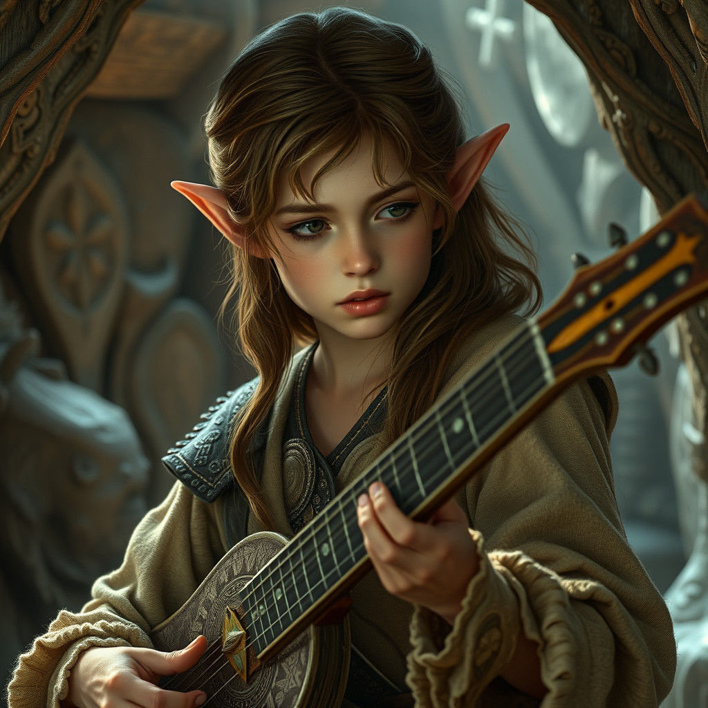 Elf Bard Performing in Tavern: Digital Matte Painting