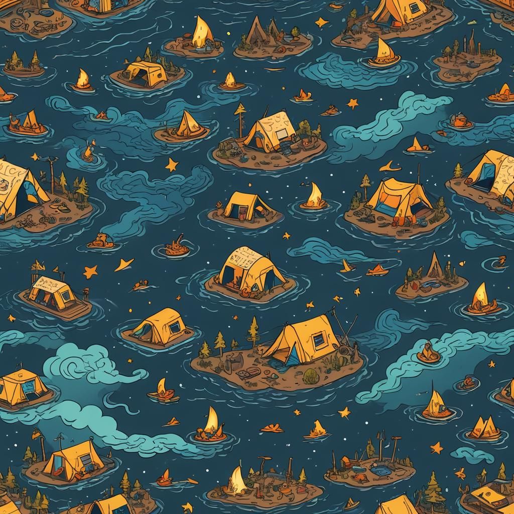 Siblings' Hygge Camping Trip, Keith Haring Style