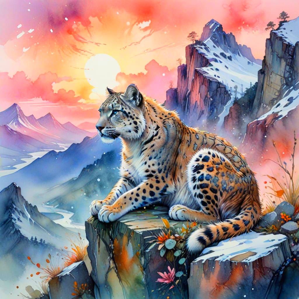 Ancient Mountain Shrine at Sunrise Illuminated by Pastel Ski...