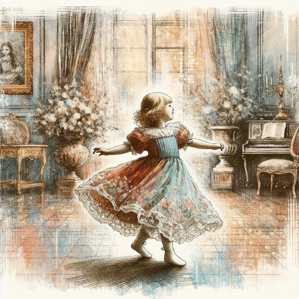 Whimsical Dancer in a Victorian Setting