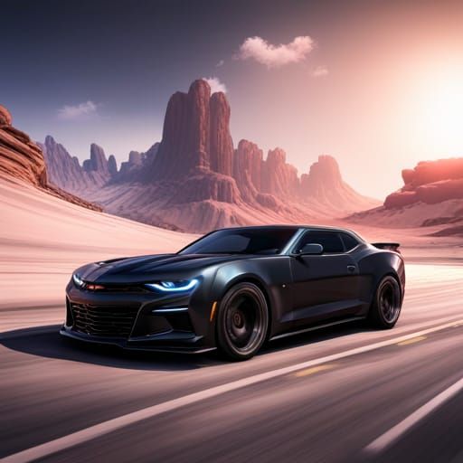 Black Camaro in Detailed Matte Painting Style