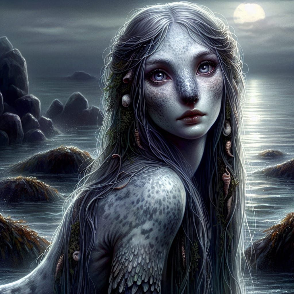 Irish Selkie Transformation on Rocky Shore