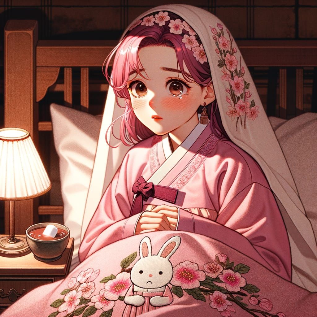 Pink-Haired Politician Cries in Bed, Animated Style