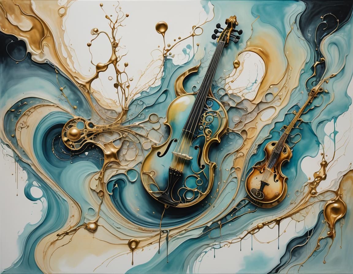 Music-Themed Abstract Painting in Surrealist Style