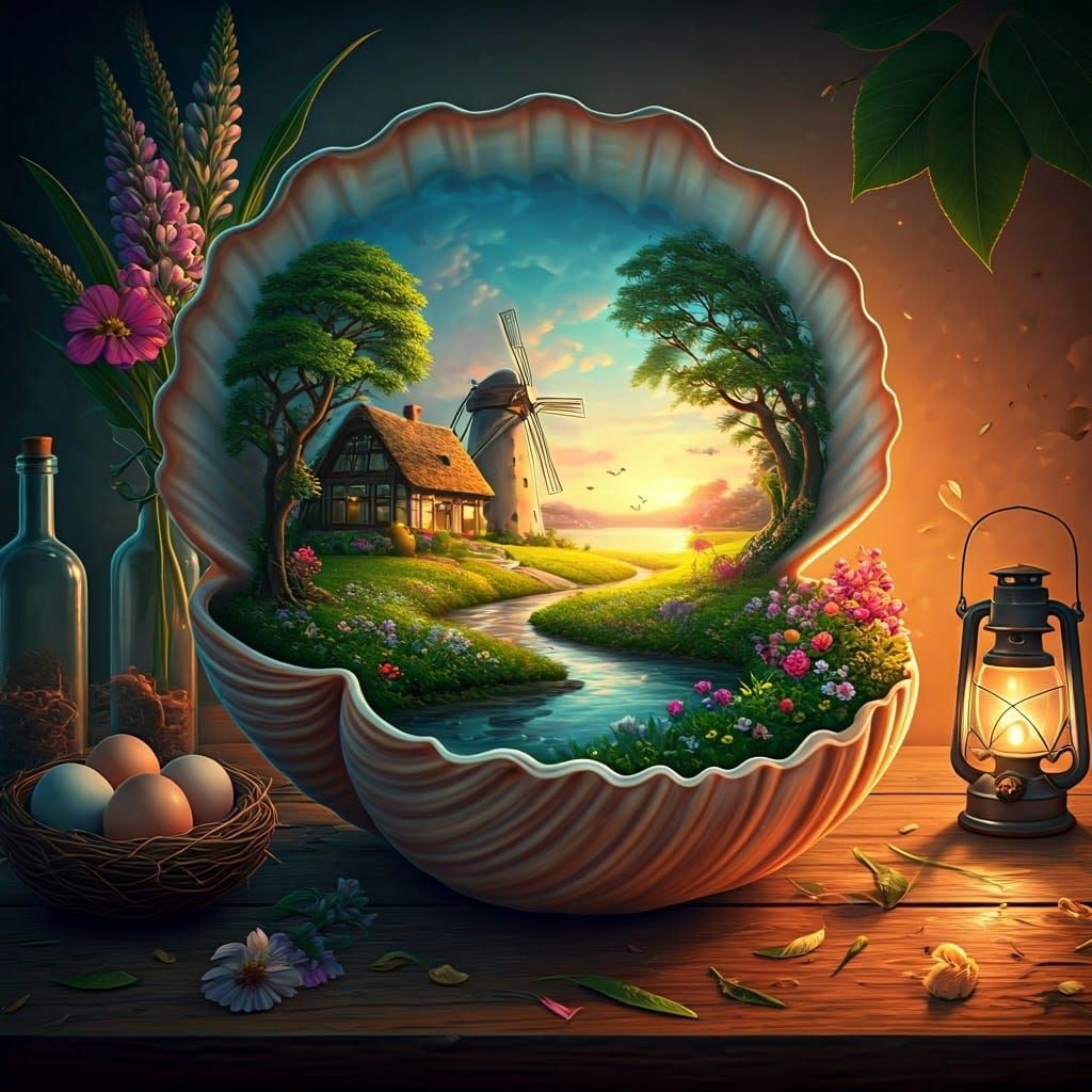 Seashell Landscape: Hyperrealistic Concept Art