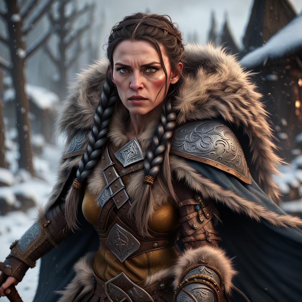 Furious Viking Warrior Woman in Fantasy Art