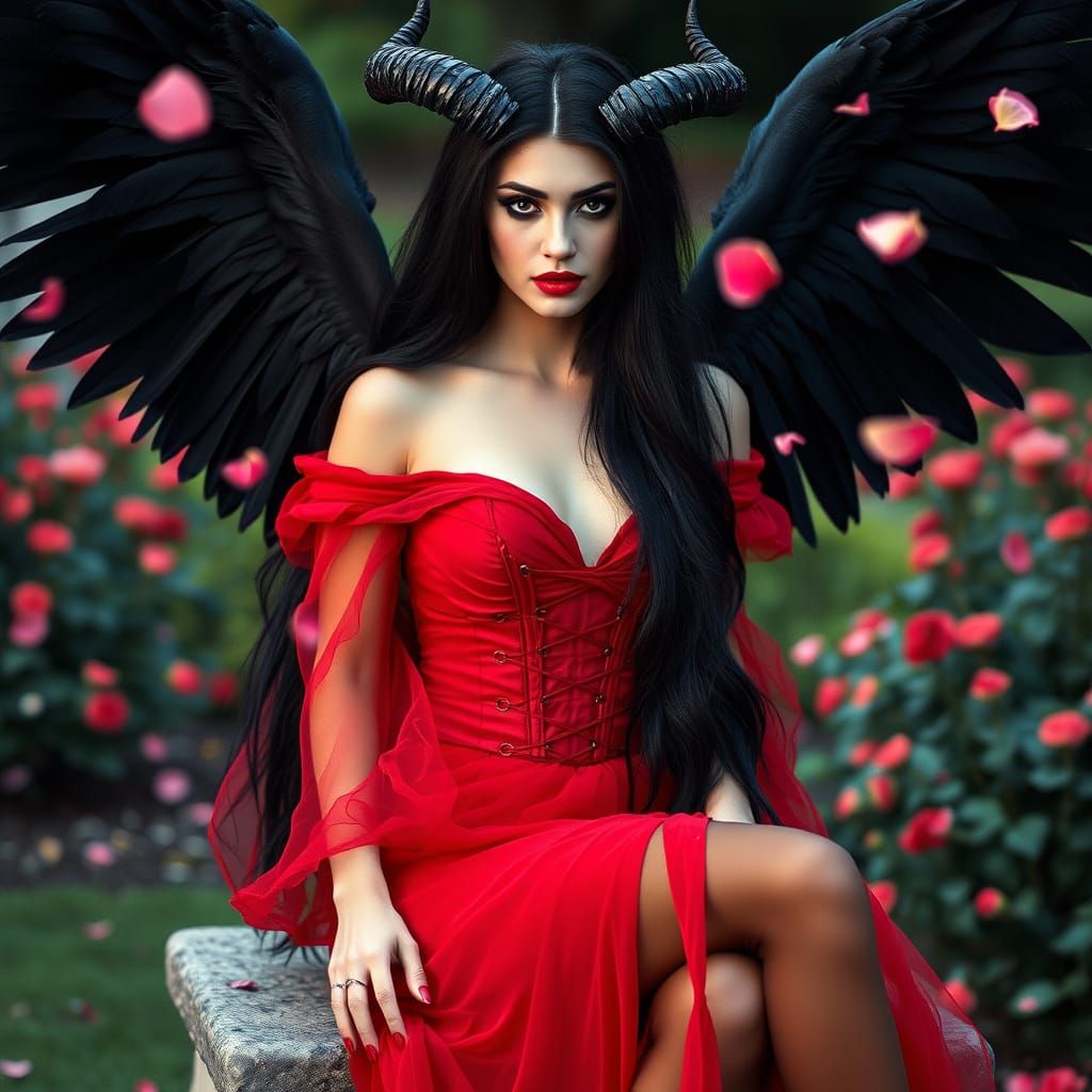 Goddess in a Cinematic Garden Scene