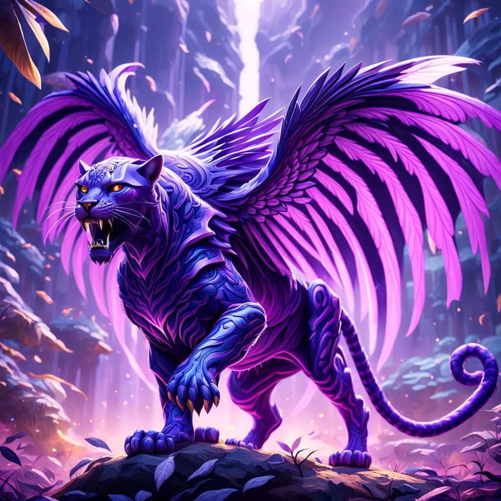 Winged Purple Panther Fantasy Concept Art