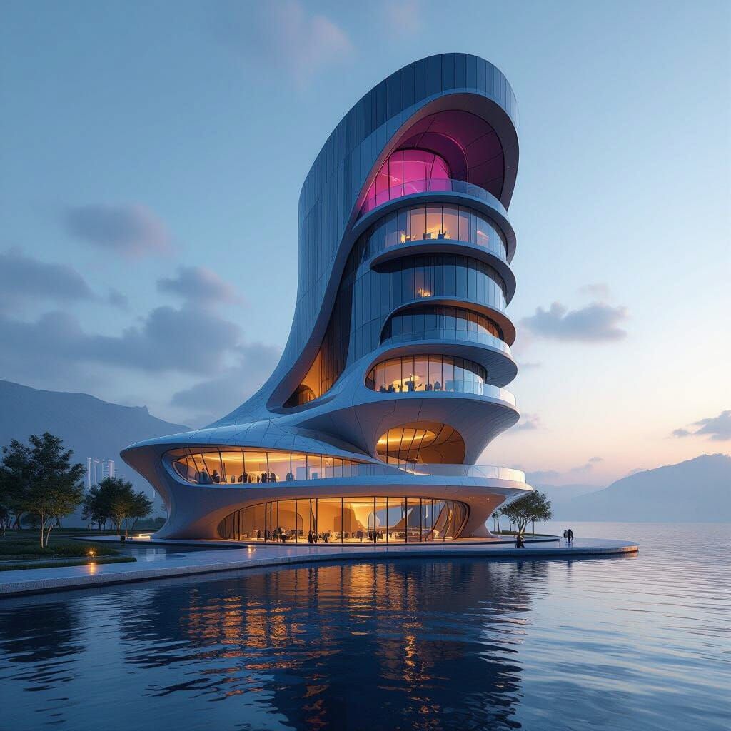 Futuristic Skyscraper Complex with Organic Design