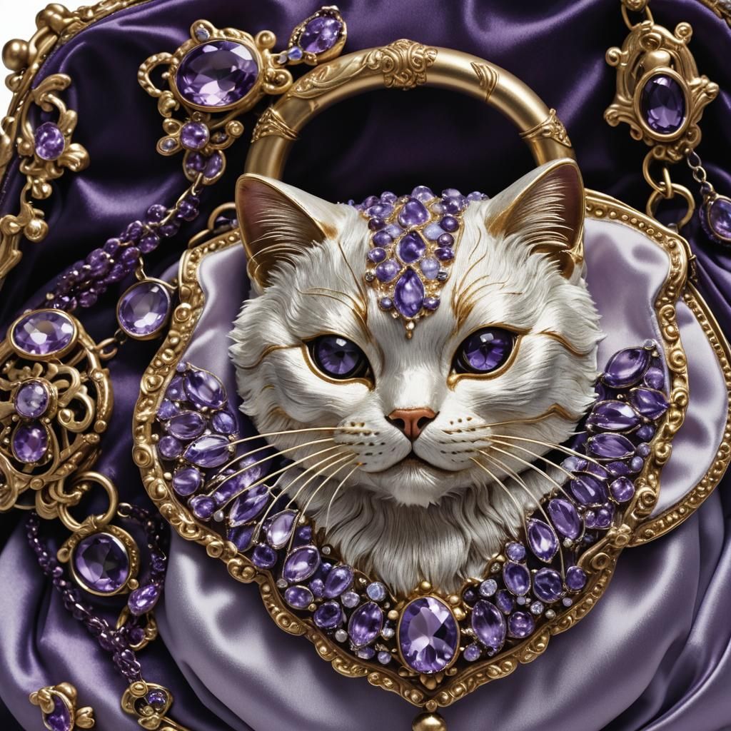 Luxurious Cat Purse Still Life as Dutch Master Painting