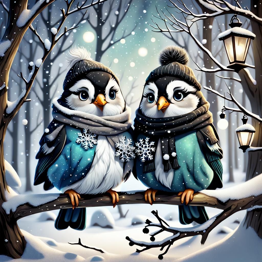 Winter Birds In Clothes