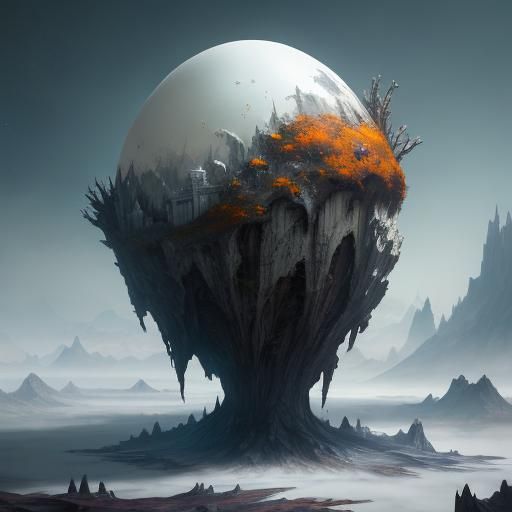 Baby Emerges from Egg: Fantasy Concept Art