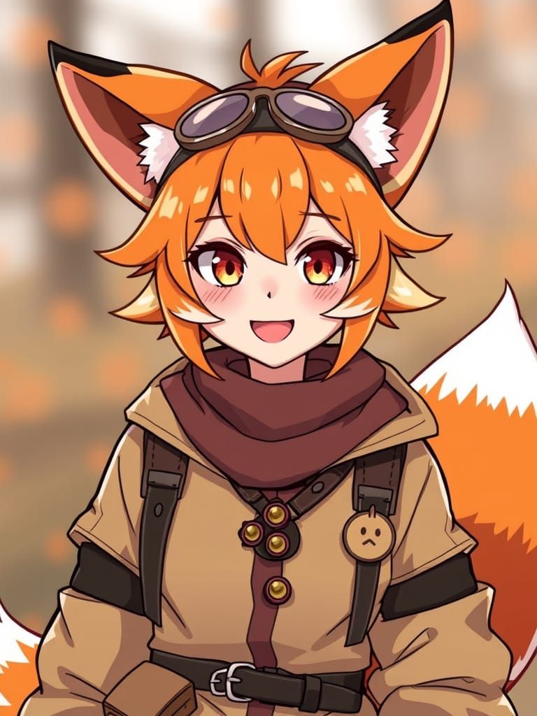 Lively Fox Woman Portrait in Vibrant, Whimsical Style