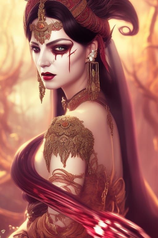 Beautiful Hungarian Vampire Lady in Dark Fantasy Style