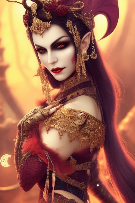 Ethereal Hungarian Vampire Lady in Dark Fantasy Style