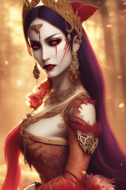 Ethereal Vampire Lady in an Art Nouveau Style