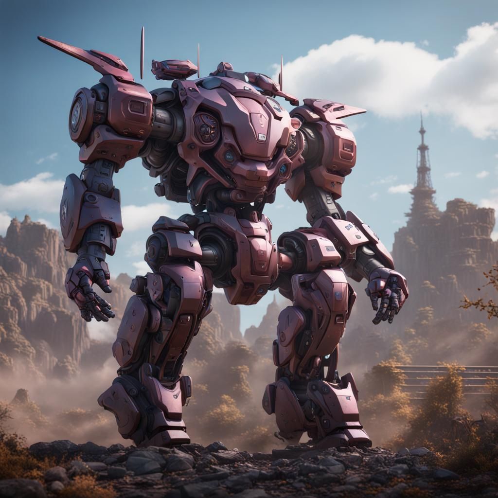 Hyper-Realistic Mecha Ditto: Detailed Matte Painting