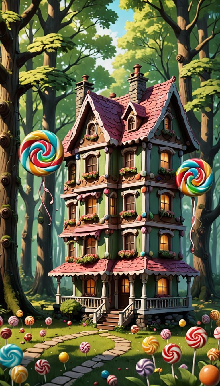 Whimsical Victorian Cottage Amidst Enchanted Forest